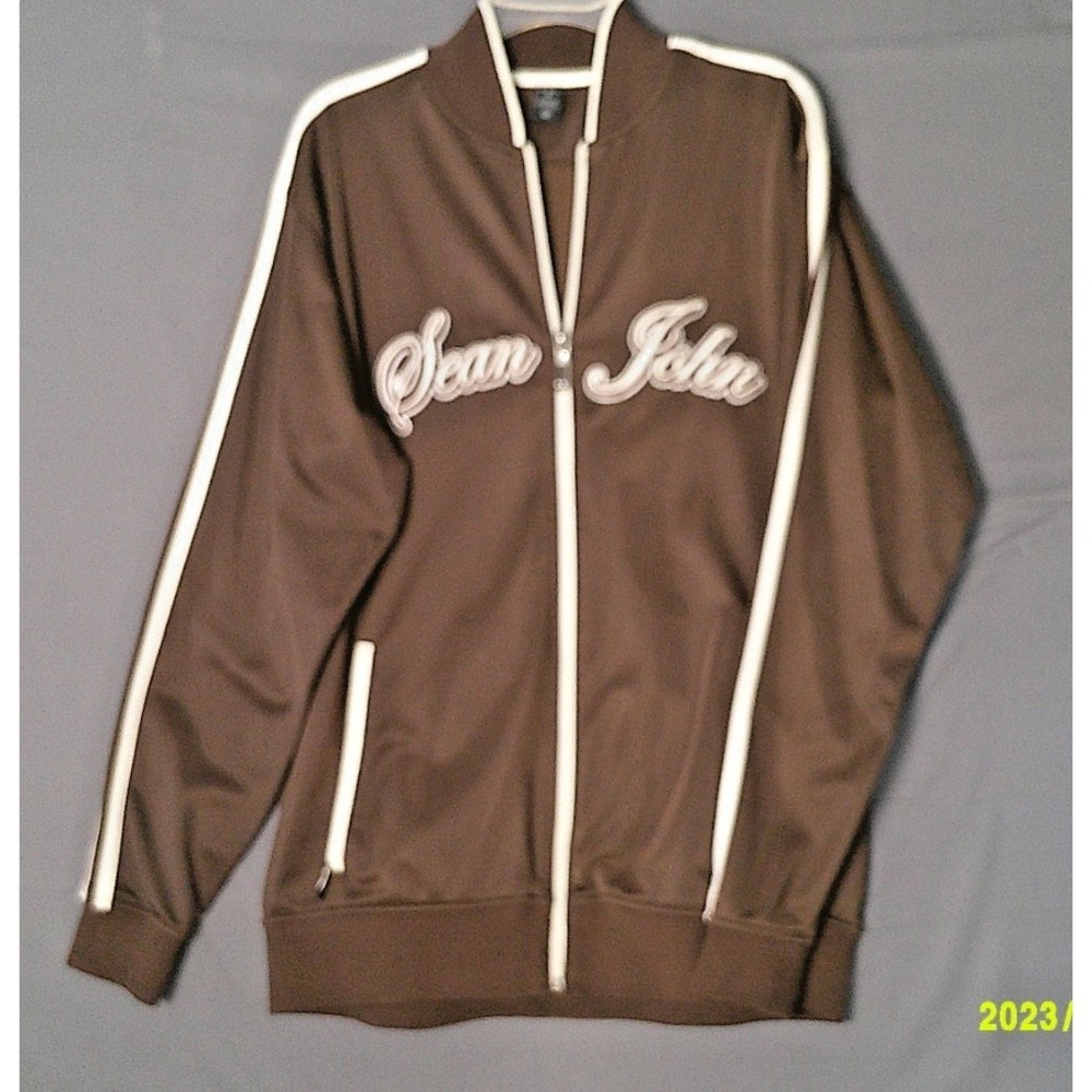 Vintage Sean John Script Track Jacket Mens Dark Brown XL Full Zip Baggy